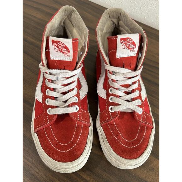 Vans Sk8 HI Womens Size 6 Red High Top Skate Sneakers Mens 4 Unisex Old Skool - Picture 2 of 11
